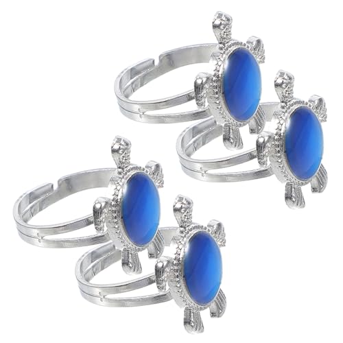 Beavorty 4 Sätze Schildkrötenring Farbwechselring Für Damen Und Temperaturabhängiger Emotionsring Passt Zu Jedem Outfit Zeigt Ihre 4 Stück * 4 von Beavorty