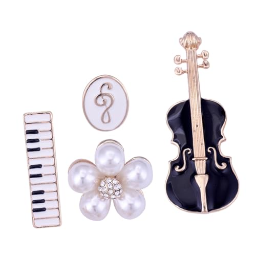 Beavorty 4 Sätze Teiliges Set Musikinstrument Brosche Violine Blume Anstecknadel Für Musiker Kleidung Accessoires Für Musikalische Anlässe 4 Stück * 4 von Beavorty