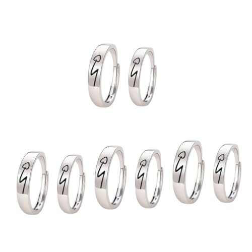 Beavorty 4 Sätze Verstellbare Herz Ringe Für Damen Herren Romantische Partner Ringe Für Valentinstag Jubiläumsgeschenk Langlebig Hautfreundlich 2 Stück * 4 von Beavorty