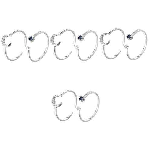 Beavorty 4 Sätze Verstellbarer Offener Ring Für Damen Teiliges Mit Blauem Zirkonia Mondring Modischer Schmuck Für Abendpartys Hochzeiten Freizeitgestaltung 2 Stücke * 4 von Beavorty