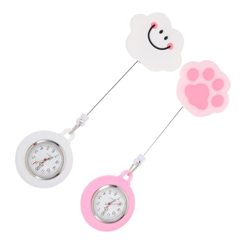 Beavorty 4 Stck Damen Brustuhr mit Retraktablem Silikonband Leichte Sichere Krankenschwester Taschenuhr für Pflegefachkräfte Praktische Armbanduhr für Medizinisches Personal für von Beavorty