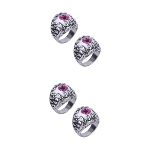 Beavorty 4 Stck. Dämonenauge Ring Böses Auge Augapfel Ringe Teufelsring Halloween Bevorzugt Kostüm Für Erwachsene Drachenring Auges Ring Rot von Beavorty