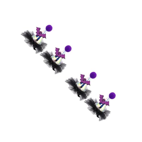 Beavorty 4 Stck. Halloween Haarklammer Hexenhut Form Fledermaus Design Lustige Haarspangen für Cosplay und Party Leichter Haarschäden Geeignet für Junge Mädchen von Beavorty