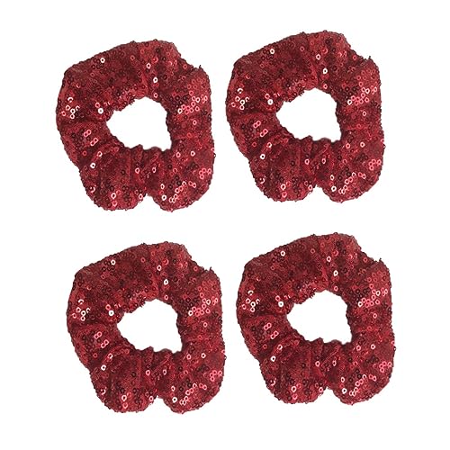 Beavorty 4stücke Weihnachts Haargummis Mit Glitzer Farbige Sequins Haarschmuck Für Damen Elastische Haarbänder Zum Waschen Des Gesichts Für Alltag Und Besondere Anlässe von Beavorty