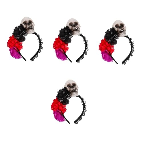 Beavorty 4 Stück Totenkopf-stirnband Haarschmuck Kleidung Damen Die Blumen Stoff von Beavorty