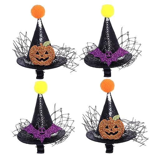 Beavorty 4 Stück Beanie-haarspange Geisterhaarspangen Halloween-partygeschenke Für Erwachsene Hexen Haarspangen Fascinator-hüte Für Frauen Teeparty Kunstleder Spitzer Hut Baby Kürbis von Beavorty