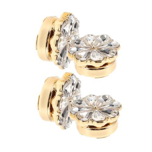 Beavorty 4 Stück Blumen-manschettenknöpfe Manschettenlinks Manschettenknöpfe Mit Knopfabdeckung Krawattennadel Mit Strass Manschettenknopf Mit Strasssteinen Knopfclips Legierung Golden von Beavorty