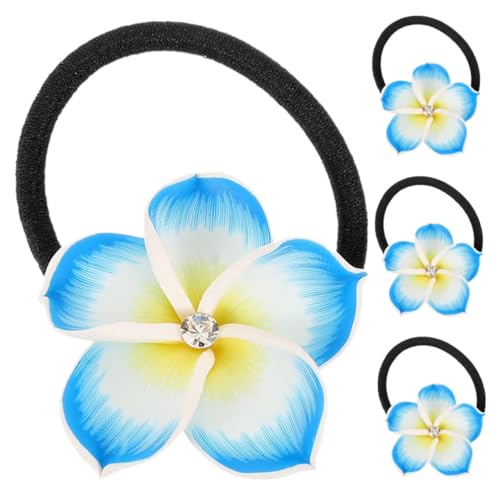 Beavorty 4stücke Blumen-haargummis Elastische Haarseile Für Mädchen Blumen-haarbänder Strand-haar-accessoires Haargummis Für Frauen Elastische Pferdeschwanzhalter von Beavorty