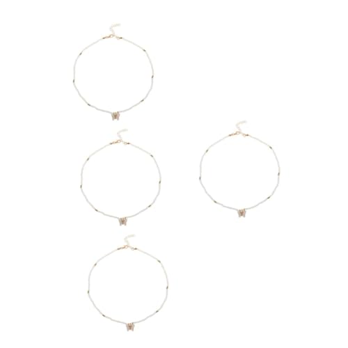 Beavorty 4 Stück Boho Perlenkette mit Schmetterlingsanhänger Bunte Handgefertigte Halskette aus Langlebigen Zinklegierungs und Reiskornperlen Modischer Schmuck für Damen und Strand von Beavorty