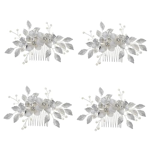 Beavorty 4 Stück Braut Hochzeit Tiara Haarstyling-accessoires Hochzeitshaarschmuck Für Bräute Haarschmuck Für Damen Brautblumenkamm-clips Fräulein Handbuch Strass Zinklegierung von Beavorty