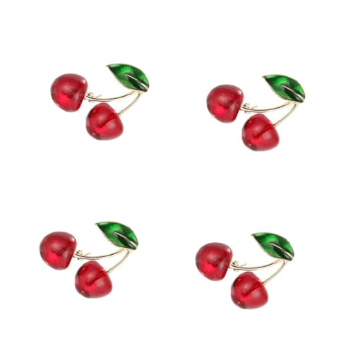 Beavorty 4 Stück Brosche Kirschform Anstecknadel für Damen Modisches Accessoire für Anlässe Einzigartiges Design für Jacken Schals Ergänzung für Look von Beavorty