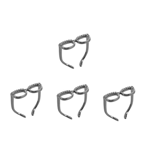 Beavorty 4 Stück Einstellbarer Offener Brillenring für Damen und Herren Modischer Schmuck Einzigartiges Vintage Design Kreatives Accessoire Verstellbarer Statement Fingerring von Beavorty