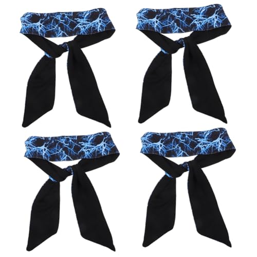 Beavorty 4 Stück Elastisches Kopfband für Sport Yoga Schweißband für Damen Herren Atmungsaktiv für Fitness Laufen Training Freizeit Blitzblau von Beavorty