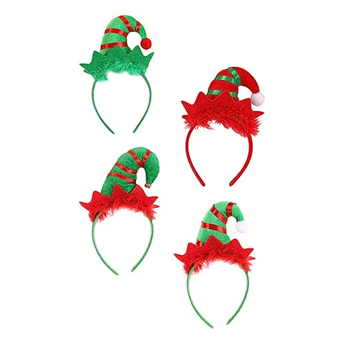 Beavorty 4 Stück Elfenhut Stirnband Haarschmuck Für Frauen Haarschmuck Für Damen Stirnbänder Weihnachtsmann Elfenhüte Stirnband Weihnachtsfeier Hut Hässlicher Pullover Stoff Performance von Beavorty