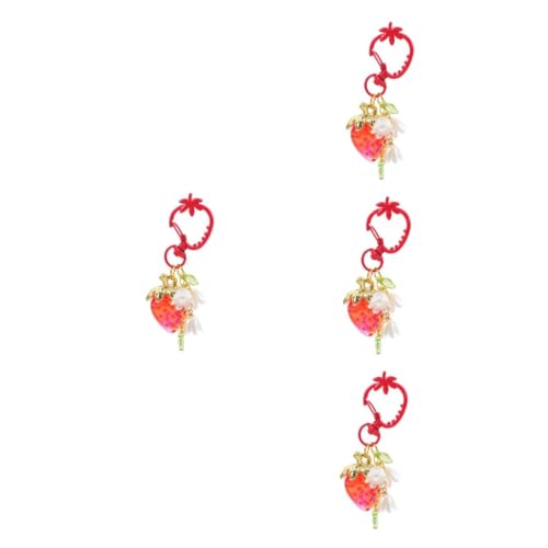 Beavorty 4 Stück Erdbeer Schlüsselanhänger Kawaii Charm Leichtes Design Ästhetisches Taschenanhänger Zubehör für Geldbörsen Rucksäcke Handtaschen Dekoration von Beavorty
