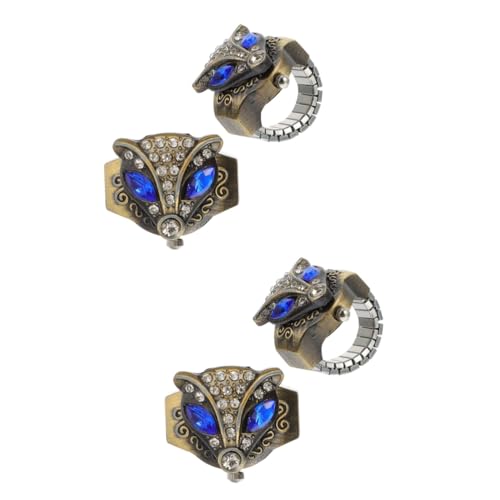 Beavorty 4 Stück Fingeruhr Kreative Retro Fingerring Uhr mit Einzigartigem Fuchsdesign für Casual Anlässe Langlebig und für Tag von Beavorty