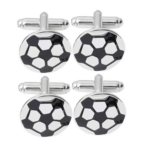 Beavorty 4 Stück Fußball Manschettenknöpfe Kleidermanschettenknöpfe Uhrenanstecknadel Hemdknopfclip Smoking Ohrstecker Metallmanschettenknöpfe Hemdmanschettenknöpfe Fußballspieler von Beavorty
