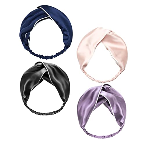 Beavorty 4 Stück Gesichtswaschstirnband Turban Kapuzenpullover Kopfschmuck Kopftuch Haarband Haarstirnbänder Für Damen Stirnbänder Für Frauen Bilden Fitness Zubehör Die Seide von Beavorty