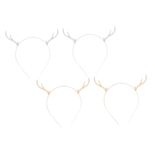 Beavorty 4 Stücke Weihnachts Stirnband Rentier Geweih Haarreif Handgefertigt Leicht für Party und Kostüm Festlicher Kopfschmuck von Beavorty