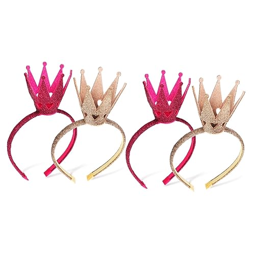 Beavorty 4 Stück Leuchtender Pflaumenstern Krone Für Kleine Mädchen Krone Haarband Krone Haarschmuck Weihnachten Haarschmuck Für Mädchen Geburtstagskrone Geschenk Kleid Stoff Mini Herzkrone von Beavorty