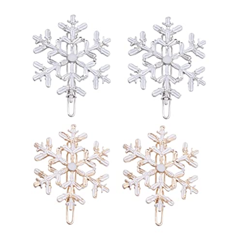 Beavorty 4 Stück Winterhaarnadeln Haarspangen Für Damen Schneeflocke Haarklammern Schneeflocke Haarnadel Haarspange Weihnachtsfeier Haarschmuck Dating-haarspange Perle Strasssteine Fräulein von Beavorty