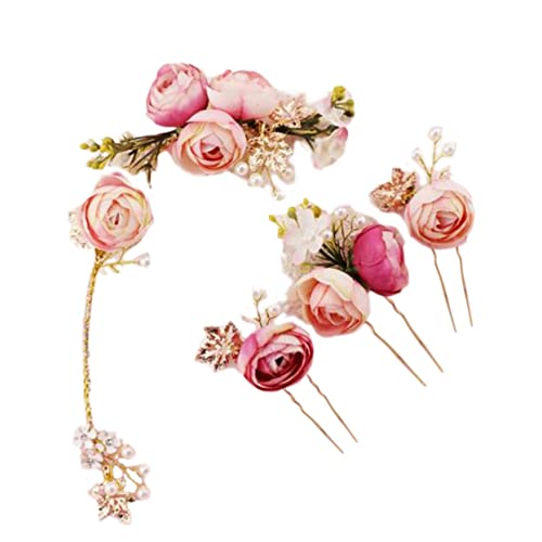 Beavorty 4 Stück Haarschmuck Für Die Hochzeit Rosenblüten-haarnadel U Geformtes Haar Rosa Rosenhaar Für Die Hochzeit Haarspangen Für Damen Chinesisch u Blumenhaar Braut Hochzeitsblumen Süss von Beavorty