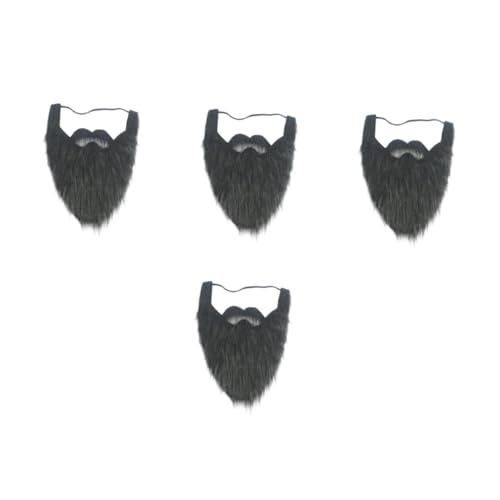 Beavorty 4 Stück Großer Schwarzer Cosplay Handgestrickt Realistische Verkleidung für Halloween Fasching Party und Theater Selbstklebender Schnurrbart Lustiges Festival Accessoire von Beavorty