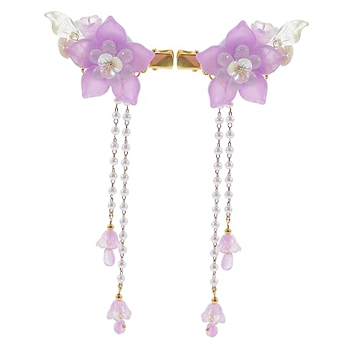 Beavorty 4 Stück Haarnadel Mode-Haarspangen Blumenhaarspangen für Kinder Haarklammer Tiara Blumenspangen Blumenhaarspangen mit Quasten Mädchen Haarschmuck Paar-Clip Kopfbedeckung Baby von Beavorty