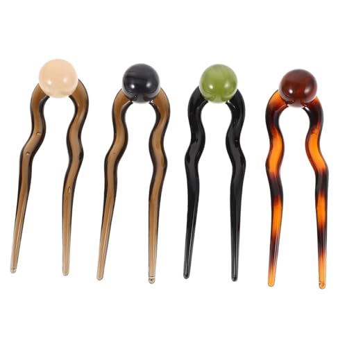 Beavorty 4stücke U-förmige Haarnadeln Für Kleider Kleine Haarnadeln Mit Perlenverzierungen Haarstyling-accessoires Minimalistische Haarstäbe Diy-haarschmuck U-förmige Acetat-haarnadeln von Beavorty