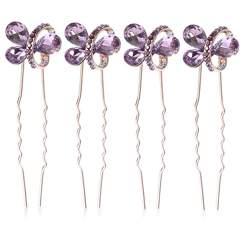 Beavorty 4 Stück haar spangen haarclips libelle haarspange hair topper haar clip Koreanische Version Kleine Haarnadel Pferdeschwanz Haarschmuck Fräulein Kopfbedeckung Strasssteine Violett von Beavorty