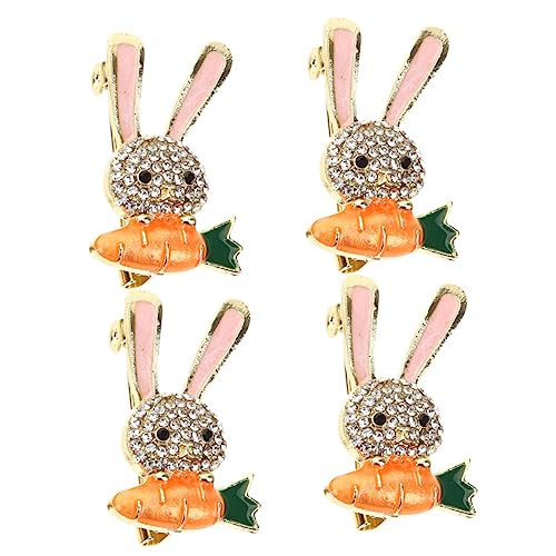 Beavorty 4 Stück Häschen Broschen für Damen Cartoon Kaninchen Anstecknadeln Stilvolle Kleidung Accessoires für Schals und Outfits Langlebig und Farbecht von Beavorty
