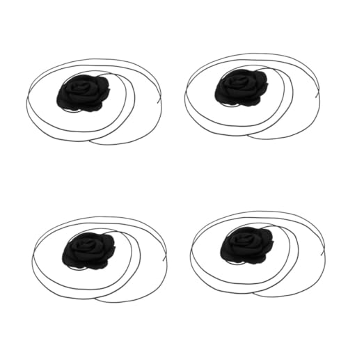 Beavorty 4 Stück Handgefertigte Rosenblüten Kropfkette Lange Pastell Halskette mit Weichen Blumen Modischer Choker für Damen zu Hochzeiten Partys und Romantischen Dates von Beavorty