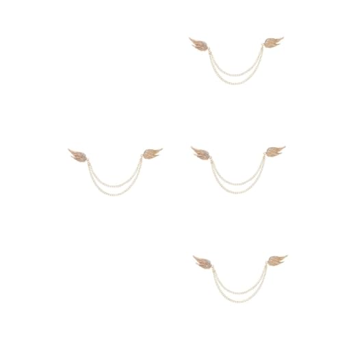 Beavorty 4 Stück Herren Brosche mit Flügeln Goldfarbene Metall Anstecknadel mit Ketten Robustes Zinklegierungs Material Langlebiger Kragen Lapel Pin für Hemd und Anzug von Beavorty