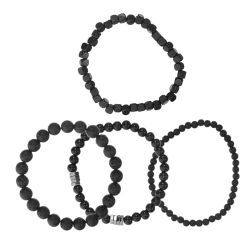 Beavorty 4stücke Herrenarmband Aus Kupfer Und Schwarz Mit Perlen Elastisches Seil Für Alltag Und Partys Für Modebewusste Männer von Beavorty