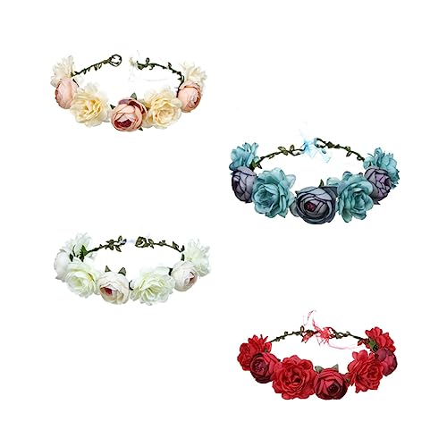 Beavorty Elegantes Simulationsrosen-blumenstirnband-set Brautkopfbedeckung Foto-requisite Dekoratives Stirnband von Beavorty