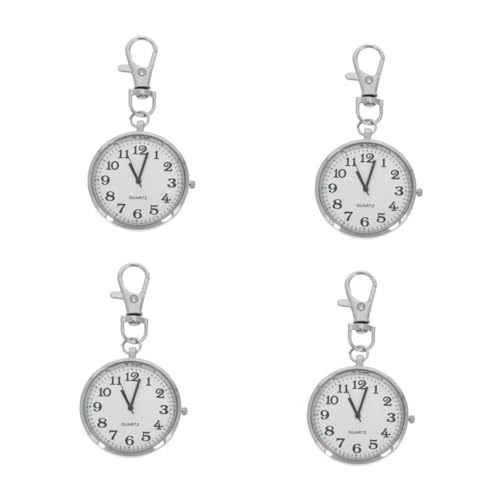 Beavorty 4 Stück Klare Große Ziffern Taschenuhr für Pflegekräfte Vintage Schlüsselanhänger Uhr mit Präzisem für Prüfung Studium und Pflegeeinsatz Leicht Ablesbar Weiß von Beavorty