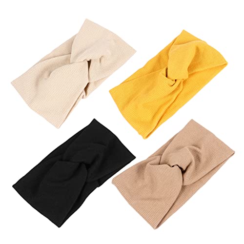 Beavorty 4stücke Sport-stirnband Elastisch Für Damen Yoga-training Lauf-band Kopfbedeckung Haarband Mit Breiter Krempe Crossover-design Leicht Zu Reinigen Kopfband Für Fitness von Beavorty
