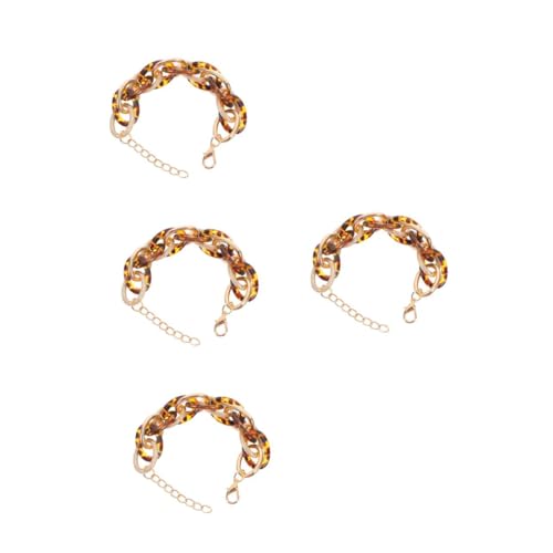 Beavorty 4 Stück Leopard Print Armband Vintage Design Mehrschichtiges Metallarmband Damen Punk Schmuck Handgelenk Accessoire Modisch von Beavorty