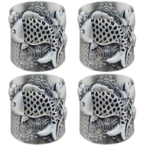 Beavorty 4 Stück Lotusblütenring für Frauen Verstellbarer Offener Ring im Retro Stil Silberner Fingerring Perfekter Schmuck für Alltag und Besondere Anlässe von Beavorty
