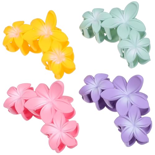 Beavorty 4 Stück Mattierte Haarnadel Haarklammer Klaue bunte Haarspangen geformt Haarschmuck für Damen Rosa Blumen- Haarstyling-Clips Haarklemme Haarzubehör Haarkrallen Harz von Beavorty