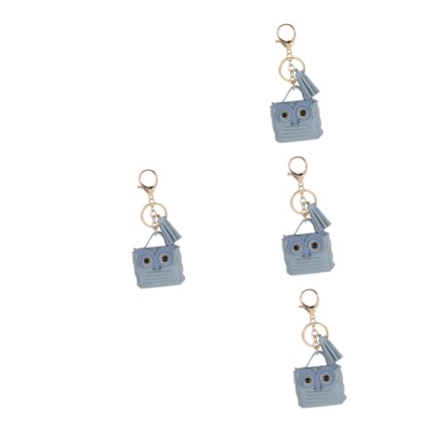 Beavorty 4 Stück Mini Münzbörse Schlüsselanhänger Eulenform PU Kunstleder Kleine Geldbörse Damen Cartoon Design Praktisch Anhängen an Rucksack und Kopfhörer Vielseitig als Münzbeutel und von Beavorty