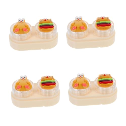 Beavorty 4 Stück Niedliches Kontaktlinsenetui mit Schubladendesign Kompakt und Tragbar Pinzette für Einfache Handhabung für Reisen und Alltag Süßes Cartoon Auslaufsicher und Praktisch von Beavorty