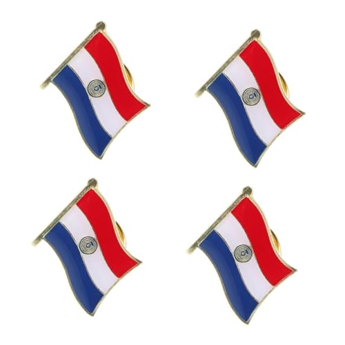Beavorty 4 Stück Paraguay Flaggenpin Robustem Eisen Doppelseitige Emaille Brosche Patriotisches Schmuckstück für Kleidung Rucksäcke und Hüte Langlebiger Nationalflaggen Anstecker von Beavorty