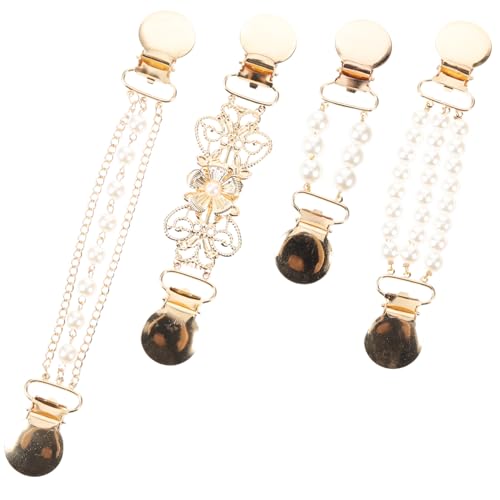 Beavorty 4 Stück Perlenbesetzte Strickjacken Clips mit Rutschfestem Verschluss Vielseitige Broschen für Pullover Cardigans Schals und Kleider Eleganter Schmuck für Damen Langlebige und von Beavorty