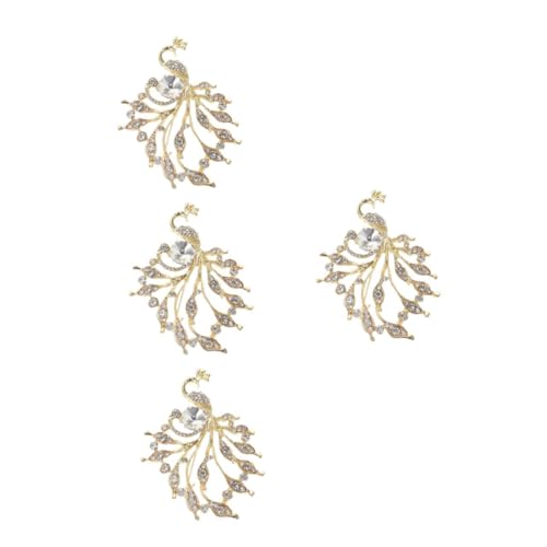 Beavorty 4 Stück Pfauenbrosche mit Funkelnden Strasssteinen Einzigartiges Design Modischer Schmuck für Kleider und Taschen Stilvolle Anstecknadel für Damen Vielseitiges Accessoire von Beavorty