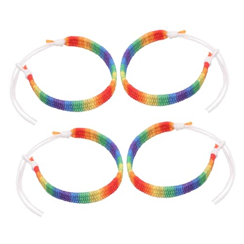 Beavorty 4 Stück Regenbogen Woven Armbänder Handgefertigte Freundschaftsarmbänder Farbenfrohe Langlebige Armbänder für Männer Frauen Stilvoller Schmuck für für Freunde von Beavorty