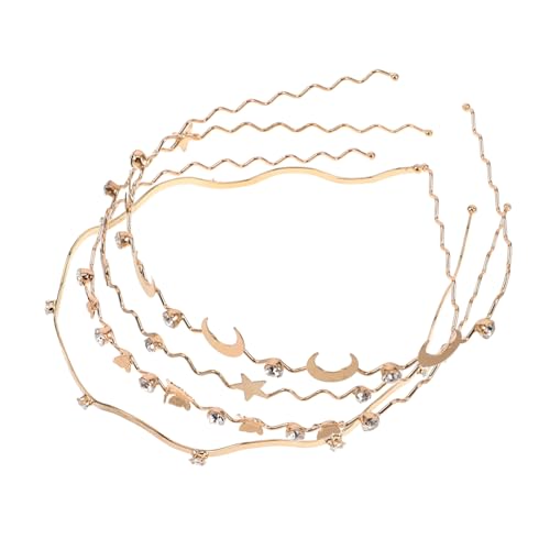 Beavorty 4stücke Strass-brautstirnband Aus Metall Tiara-krone Dünnes Metallwellenstirnband Als Kopfbedeckung Und Kopfstück Haarbänder Für Damen Und Männer Goldener Metallstirnband Als von Beavorty