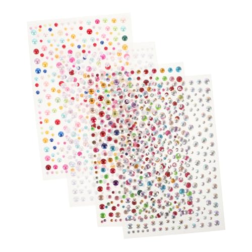 Beavorty 4 Stück Strass-Aufkleber Strasssteine ​​mit flacher Rückseite Strassaufkleber bunt wasserfeste aufkleber gesichtsschmuck nagelsticker Flatback -Strasssteine Nagelperlen Acryl von Beavorty