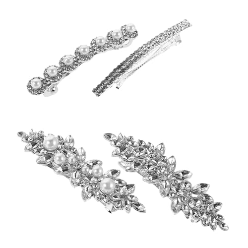 Beavorty 4 Stück Strass-haarspangen Perlen Leichte Französische Haarklammern für Hochzeit Brautschmuck Funkelnde Haarclips für Damen Komfortable und Glitzernde Haarschmuckstücke von Beavorty