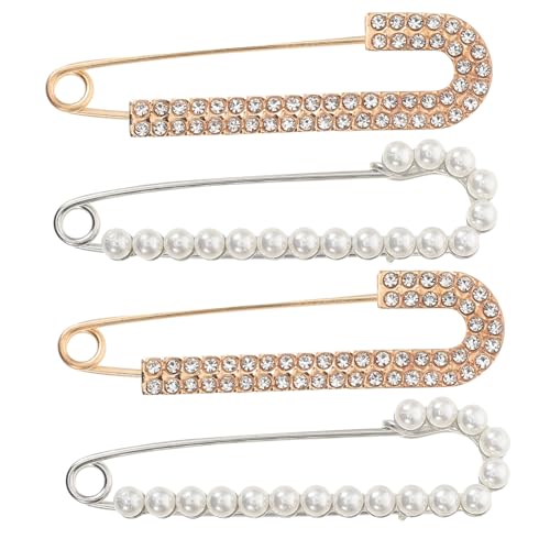 Beavorty 4 Stück Teiliges Broschen mit Perlen und Strass Sicherheitsnadeln Legiertem Damen Anstecknadeln für Pullover Schals und Kleider Schmuck Accessoires von Beavorty